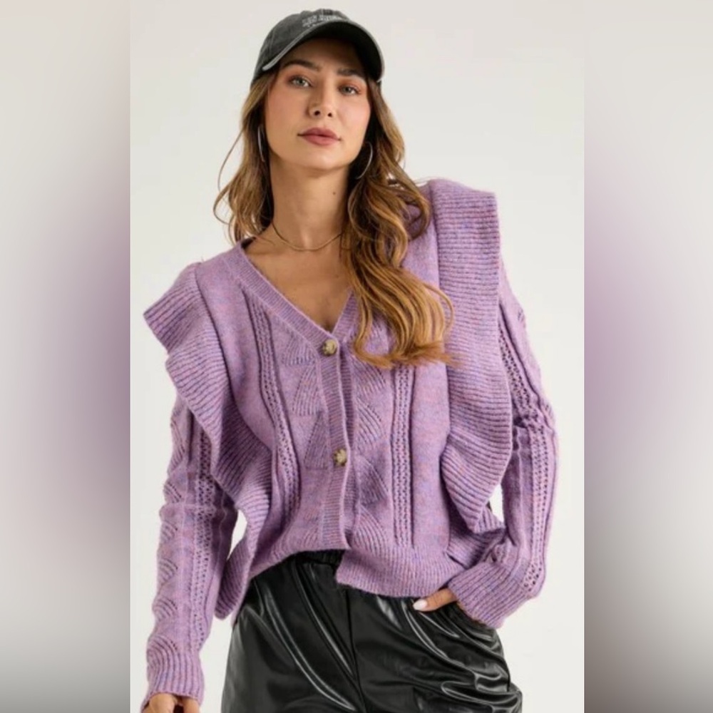 Davi & Dani Pullover Ruffle Sweater US 2 XL